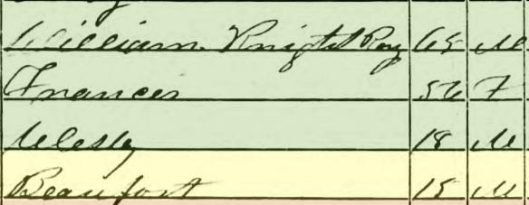 Census SC 1850 William Knight Roy